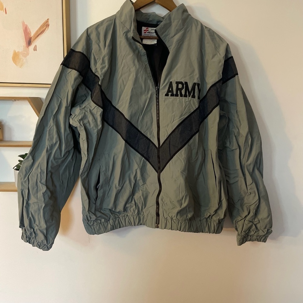 ARMY Gray and Black Windbreaker Jacket Large